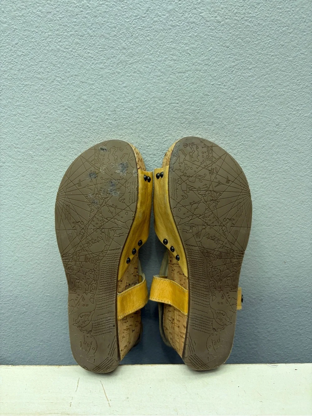 Bussola Yello Leather Formentera Cross Strao Wedge Sandals Size 40